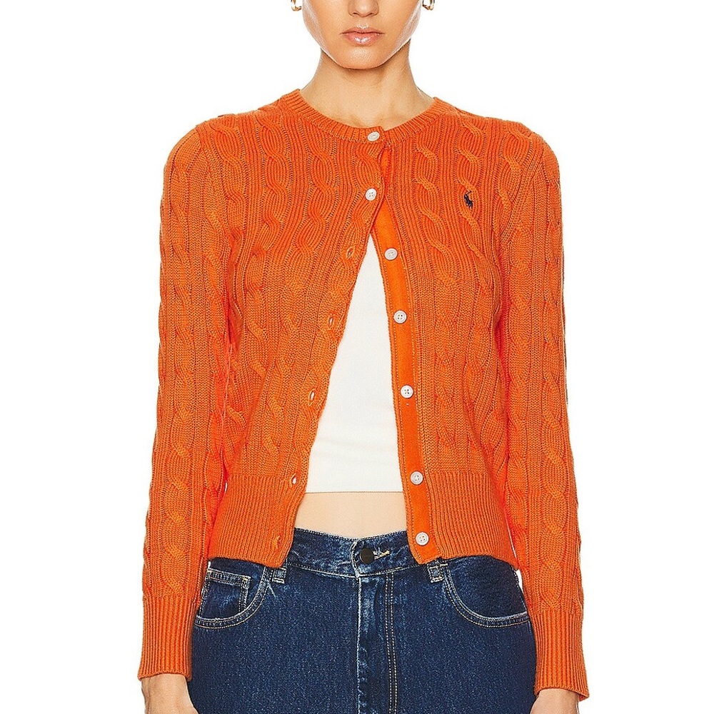 Ralph Lauren Vibrant Orange Cable Cardigan